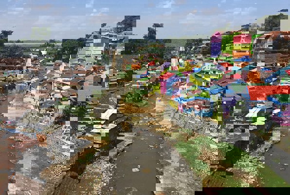 Combinatie project Java gekleurde huisjes Malang 